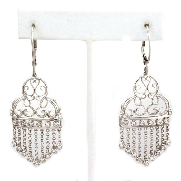 Estate Diamond 14k White Gold Chandelier Earrings - Picture 1 of 5
